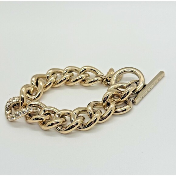 VTG Y2K Victoria’s Secret Pavé Crystal Chunky Chain Bracelet Angel Wing Charm - Picture 4 of 11